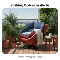 Upholstered Rotating Armchair Italian Design Round Rotating Armchair Winter & Summer Use Plush Feel Fabric for Readers