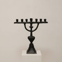 Candelabra Matte Black Tabletop Centerpiece Sculptural for Mantel, Hotel Lobby