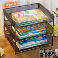 Multi-Layer Metal Book Stand for Desk, Student Textbook Organizer and Stationery Rack