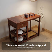 Rolling Tea Station Multi-Functional Serving Cart Ample Storage Mobile with casters for Homeowners, Adults, Living Room