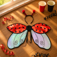 Wings 2-Piece Antenna Headband Transparent Panels for Halloween, Dress-up Party
