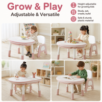Kids Table and Chair Sets, Toddler Table and Chairs with 12 Watercolor Pens, Childrens Play Activity Table, Sturdy Material Desk