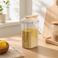 Moisture-Resistant Grain Storage Container with Lid Transparent Food Dispenser with Pouring Spout Airtight Food Storage Container with Lids Compact for Cabinet