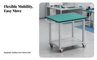 Lockable Wheels Anti-Static Rolling Cart Heavy-Duty Frame Wheeled Inspection Table Multi-Scene Versatility Rolling Work Table Scratch-Resistant Top for Technicians, Factory Workers, Engineers, Laboratoryoratory Oratory, Warehouse, Electronics Repair Shop