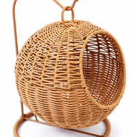 Wicker Hanging Fruit Basket, Rattan Basket for Kitchen Storage, Brown Cartoon Design Woven Decor