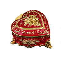 roses Pattern Jewelry Box European Style Heart Jewelry Box Gold Trim Home Decor for Dressing Table