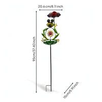 Frog Stake with Leaf Basin Whimsical Frog Garden Stake Painted Yard Art for Gardeners, Patio, Pond