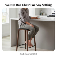 Kitchen Island Stool with Backrest Luxury Design Wooden Counter Stool with Backrest Built-in Footrest High Weight Capacity