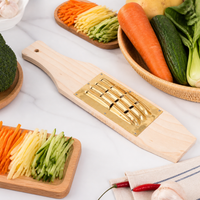 Wooden Grater, Vegetable Shredder & Ginger Grater, 36cm Wood Board with Thickened Copper, Polished Brass Finish