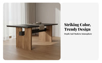 Solid Wood Dining Table Minimalist Design Rectangular Wood Dining Table Sturdy Home Furniture for Homeowners, Couples, Apartment, Living Room, Office