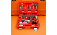 Organized Mechanics Tool Set Long-Lasting Socket and Wrench Set Heavy Duty Tool Kit with Carrying Case Rugged for Drivers, Car Repair, Garage