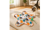 Electric Cat Play Mat with Motor Rechargeable Cat Toy with Feather Teaser Interactive Self-Playing for Cats, Kittens, Home
