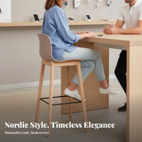 Molded Seat High Stool Nordic Barstool Chair Modern Simple Design Ergonomic Backrest for Kitchen Island, Reception Area, Pantry