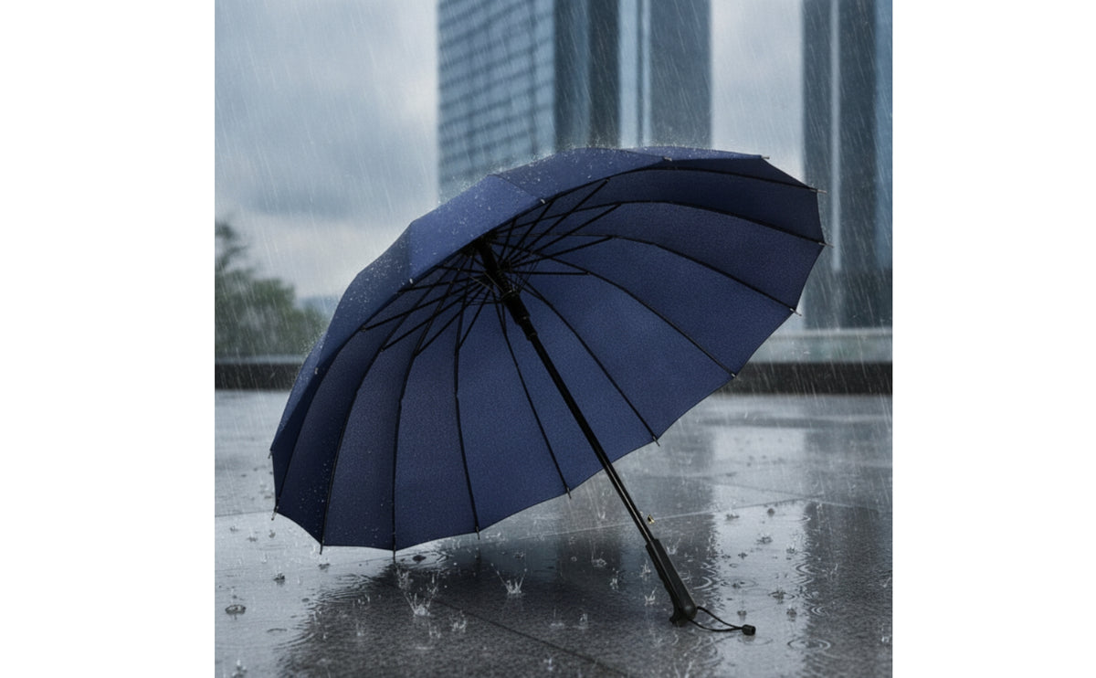 Waterproof Umbrella with 16 Ribs Classic Business Umbrella Sturdy Heavy Duty for Businessmen
