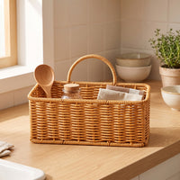 Wall Hanging Basket Wicker-Style Wall Basket with Handle Open-Top for Entryway