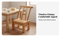 Traditional Low-Back Chair Engraved Backrest Armless Wooden Chair for Homeowners