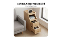 Narrow Nightstand Space-Saving Slim Bedside Tower Minimalist Design for Bedroom