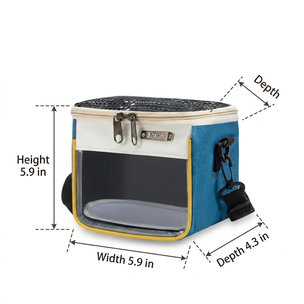 Hamster Carrier and Sugar Glider Carrier, Square Shape Small Animal Carrier for Outdoor Use, Modern Style Breathable Pet Carrier Travel Bag 15cm