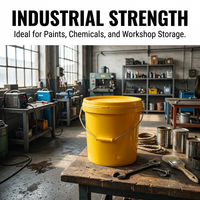 10L PP Bucket Lid, Heavy Duty Paint Storage Pail, Heavy Duty Bucket for Paint, L #variant:Yellow