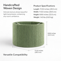 Lampshade with Woven Rope Texture for Table Lamps and Ceiling Fixtures, Drum for Bedroom Lighting and Pendant
