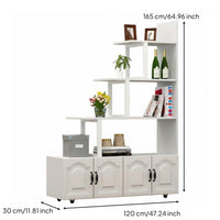 Room Divider Shelving Unit Display Shelf with Cabinet Freestanding Partition Shelf Hall Tree Bookshelf Sturdy Steel Frame Modern Wood Suitable for Living Room Entryway Bedroom