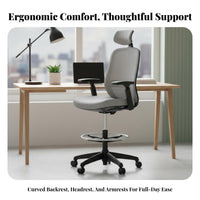 Ergonomic Drafting Chair spinerest spine Support rotate Stool Flip-up Armrests for Studio