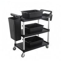 Three-Tier Serving Cart Rustproof Metal Cart with Bins Easy to Assemble Restaurant Trolley