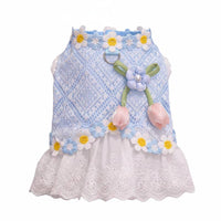 Lace Dog Dress Lightweight Airy Pet Garment Dress Floral Trim for Small Dogs