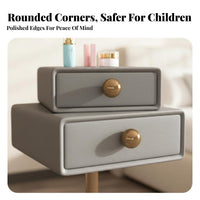 Rotating 2-Drawer Side Table Light Luxury Bedroom Furniture Space-Saving
