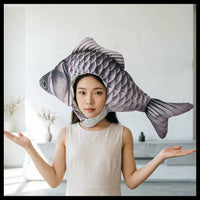 搞怪鱼头套帽子创意毛绒玩具抖音同款派对表演道具可爱整蛊头饰