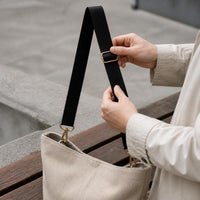 Adjustable Solid Color Shoulder Bag Replacement Strap with Gold Buckle