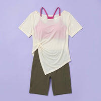 Gym Sets for Women 2 Piece with Loose Fit Short Sleeve Top and Breathable Viscose for Running and Fitness, Plus Size Available