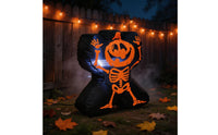 Large Inflatable Skeleton with LED Lights Freestanding Halloween Inflatable Skeleton Scary Easy to Store for Yard, Porch