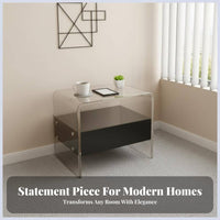 Clear C-Shaped Table Transparent Design Nightstand Space-Saving for Small Spaces