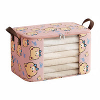 Foldable textile container with view panel Portable Handles Stackable view paneled container
