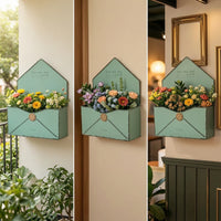 Rustic Envelope Wall Planter Decorative Metal Envelope Planter Distressed Compact for Home Decorators, Balcony