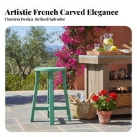 Round Top Rustic Stool French Country design Round Pedestal Holder Distressed Finish Farmhouse Decor for Homeowners, Cafe Owners