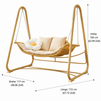 Hollywood Swing Chair, Rustic Garden Swing 178x68x73cm, Garden Furniture for Terrace, Gray/Beige