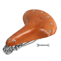 Genuine Leather Bicycle Saddle with Triple Springs