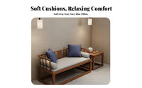 Solid Wood Teahouse Table and Chairs Set with Carbon Steel Frame Foam Cushions Booth Furniture Dining Seating Suitable for Cafe Restaurant Lounge Teahouse