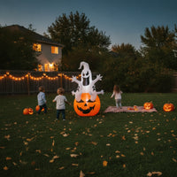 Inflatable Ghost with Pumpkin Base Spooky Ghost with Pumpkin Yard Decoration Lightweight Easy to Store for Garden, Porch
