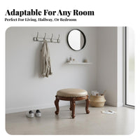 Round Wooden Stool sturdy Wood Round Four-Legged Stool Western design for Bedroom