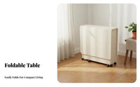 Foldable Folding Dining Table with Wheels Two-Way-Use Folding Dining Table with Storage Multifunctional for Small Home Owners, Apartment Dwellers, Homeowners, Living Room