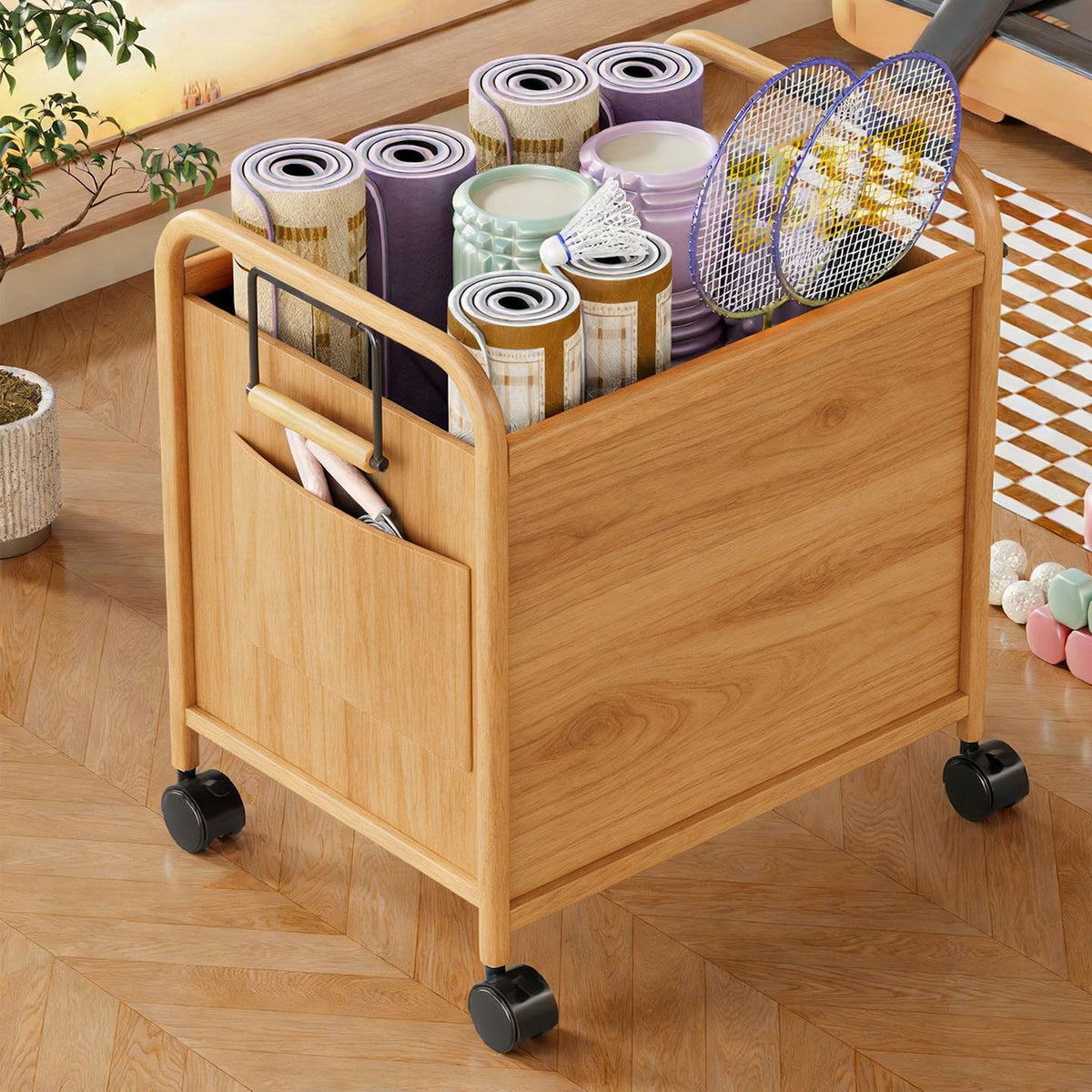 Yoga Mat Storage Rack for Home Fitness Equipment, Simple Style