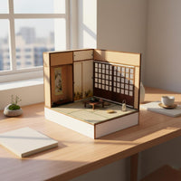 Japanese Design Miniature House Kit LED Lighting Figure Display Background