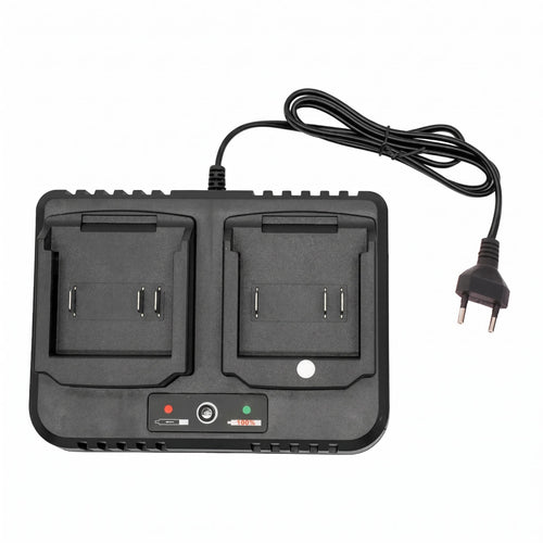 Twin Battery Charger Corded Twin Channel Charger Electronics Accessory Black Rounded Shape
