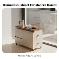 2-Tier Rolling Trolley Mobile with Casters Side Table Space-Saving Design Adaptable Use for Homeowners, Living Room