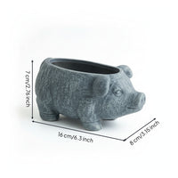 Pig-Shaped Planter Weathered Home Decor Item Four-Legged