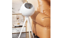 Spherical Trash Bin with Legs Modern Elevated Trash Can Raised Garbage Can with Lid Ribbed for Bathroom