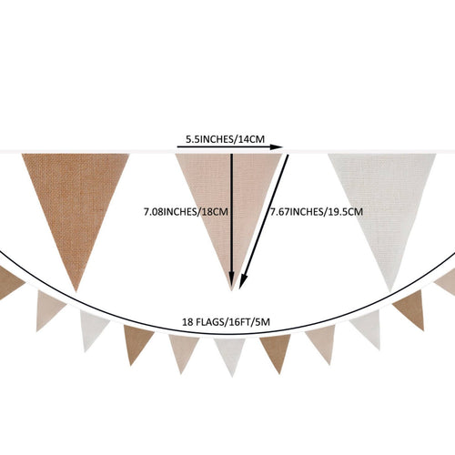 5 Meter Garland Burlap Triangle Banner Easy to Hang Triangle Flag Garland Indoor Outdoor Use Party Decoration for Kindergarten, Infant Shower